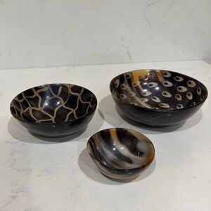 NEW Set of 3 Decorative Nesting Bowls from Be Home made from Water Buffalo Horns
